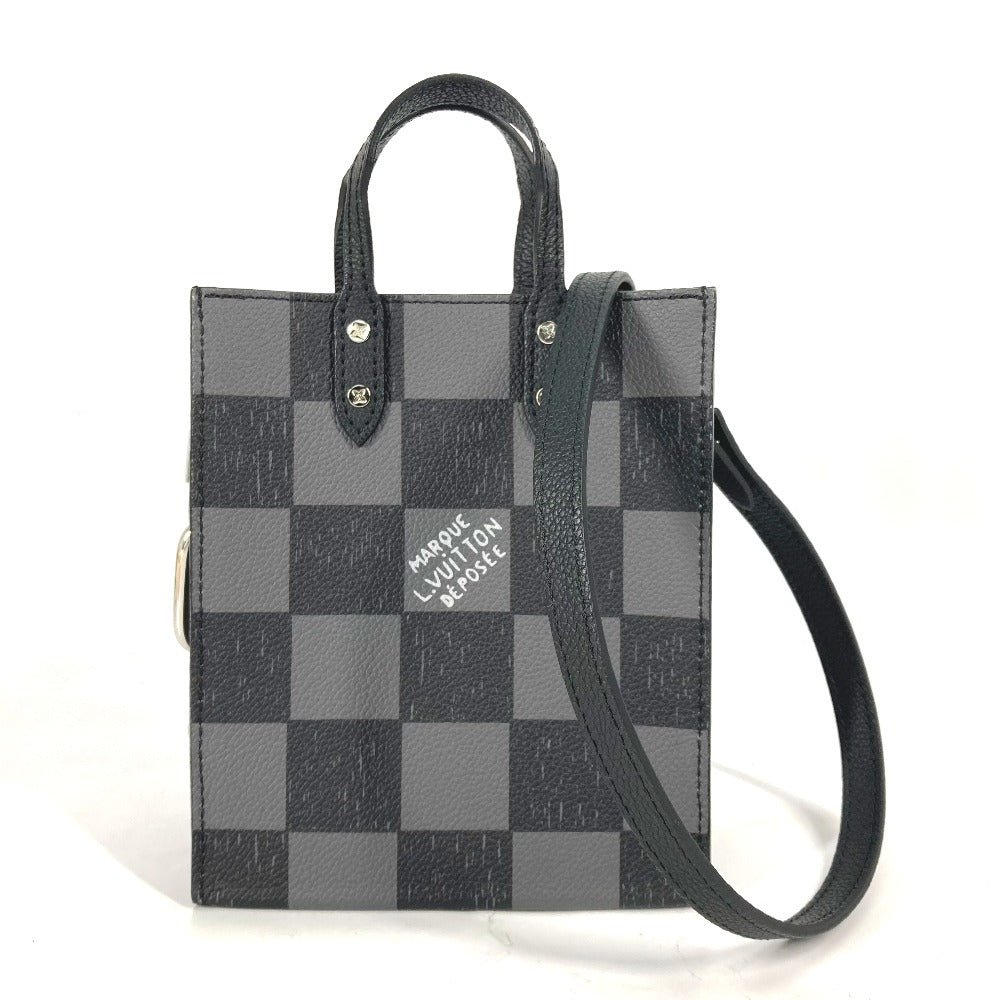 LOUIS VUITTON Handbag N60479 Leather, Cowhide Leather black Damier Checkerboard Sac PlatXS | AlmaBagz