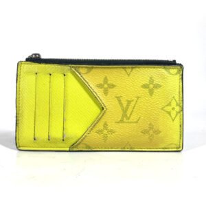 LOUIS VUITTON Coin case M30950 Taiga Leather, Monogram Canvas yellow Taigalama Coin card holder | AlmaBagz