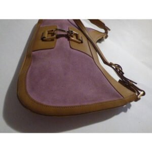 Gucci Vintage Pink Suede And Camel Leather Hobo Bag | AlmaBagz