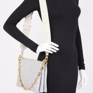Louis Vuitton Coussin Silver Lambskin Leather PM | AlmaBagz
