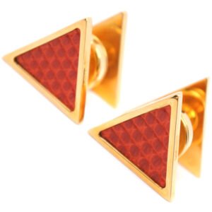 HERMES cuffs Plated Gold , Leather gold triangle | AlmaBagz