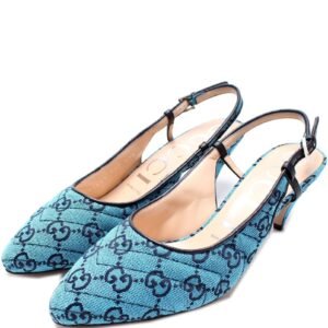 Gucci Canvas Slingback Heels Size 37 | AlmaBagz