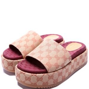 Gucci Canvas Platform Slides Size 37.5 | AlmaBagz