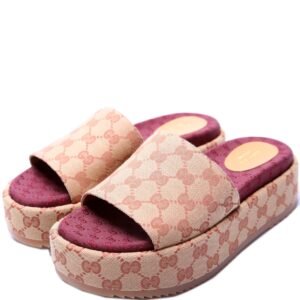 Gucci Canvas Platform Slides Size 38 | AlmaBagz