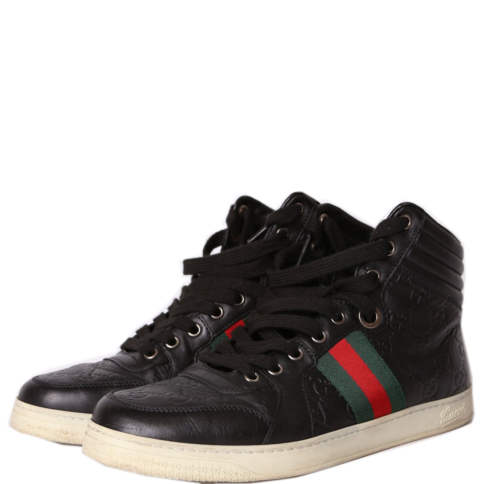 Guccissima Web Leather High Top Sneakers Men's Size | AlmaBagz