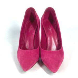 LOUIS VUITTON pumps suede pink LV circle logo High heels 34 1/2 | AlmaBagz