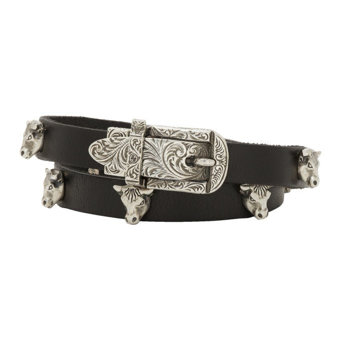 Gucci Anger Forest Double Wrap Leather Bracelet in Black | AlmaBagz - Image 3