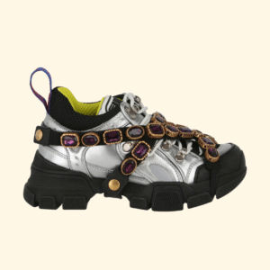 Gucci Flashtrek Chunky Leather Sneakers, Silver, | AlmaBagz