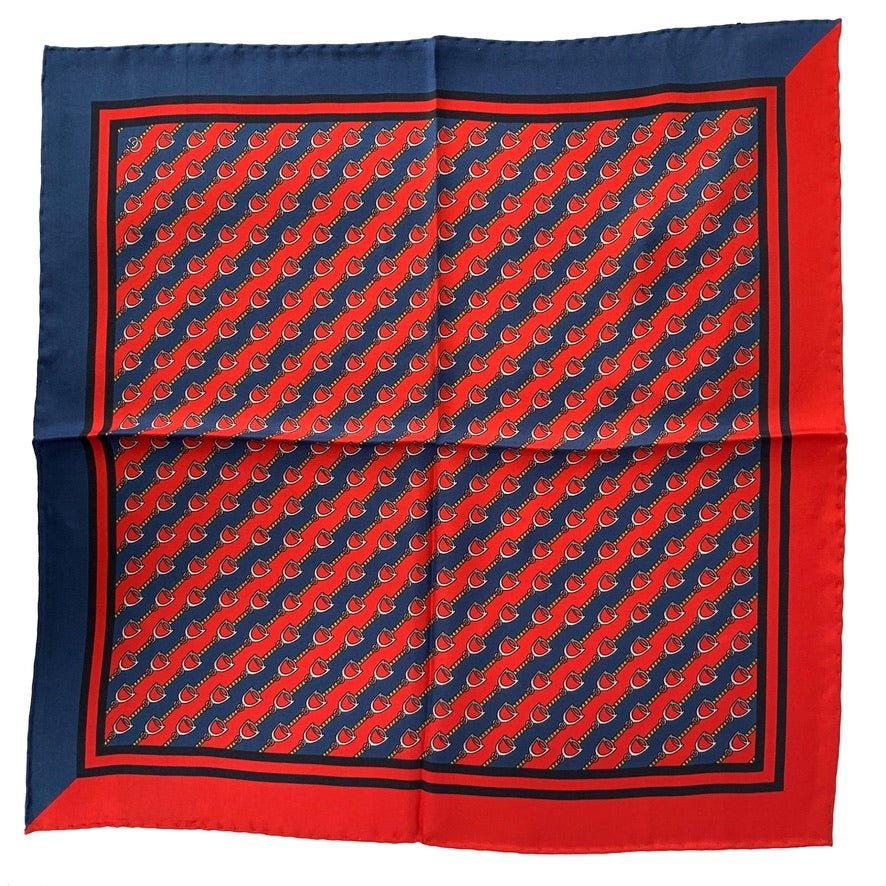 Gucci Two-toned Horse-bit Pocket Square in Red | AlmaBagz