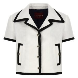 Gucci Women Tweed Crop Jacket | AlmaBagz