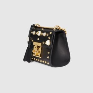 Gucci Padlock Shoulder Bag Black With Pearls | AlmaBagz