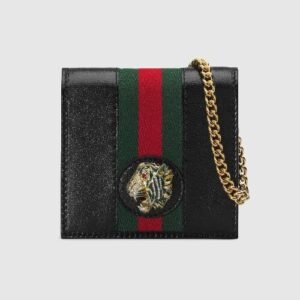 Gucci Rajah Chain  Case Wallet Black | AlmaBagz