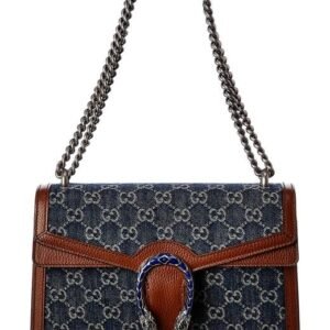 Gucci Small Dionysus Shoulder Bag in Blue and Ivory GG | AlmaBagz