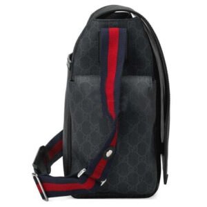 GUCCI Logo Stripe Messenger Bag Gray Black 495909-K5RLN-1095 | AlmaBagz