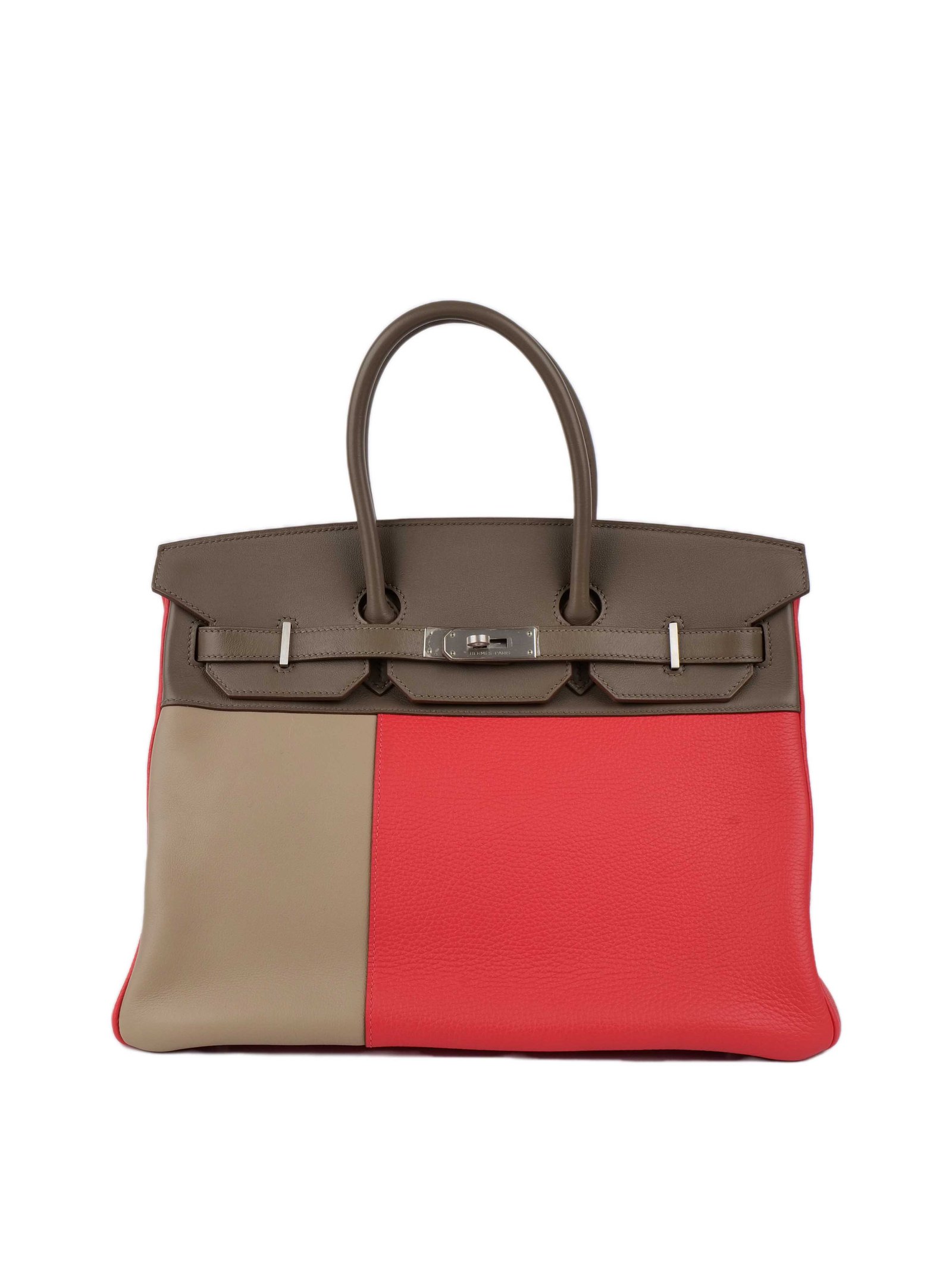 Hermes Limited Edition Tricolour Rose Jaipur, Argile and Etoupe Birkin 35. | AlmaBagz - Image 14