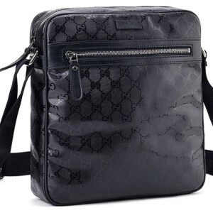 GUCCI Logo Leather Logo Shoulder Messenger Bag Black Classic 201448-FU4CR-1000 | AlmaBagz