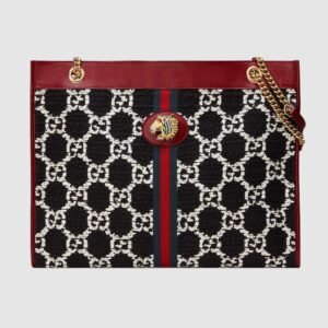 Gucci Rajah GG Tweed Large Tote Black & White | AlmaBagz