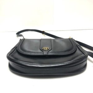 Gucci GG Supreme Classic, Black Leather, Shoulder Bag/Cross Body with an Envelope Top & Gold Hardware | AlmaBagz