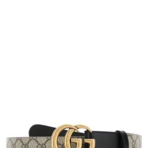 Gucci Woman Gg Supreme Fabric And Leather Belt | AlmaBagz
