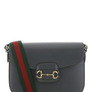 Gucci Man Dark Grey Leather 1955 Horsebit Shoulder Bag | AlmaBagz