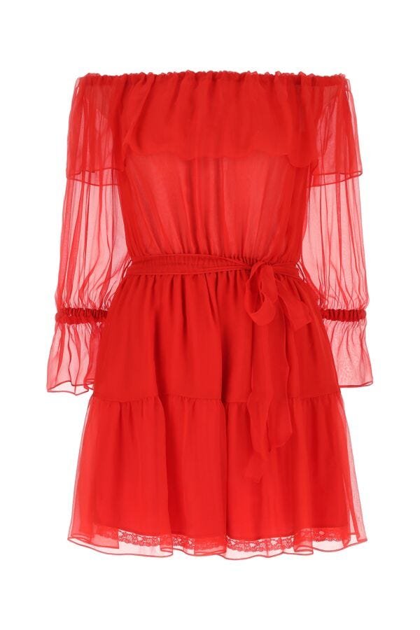 Gucci Woman Red Chiffon Mini Dress | AlmaBagz