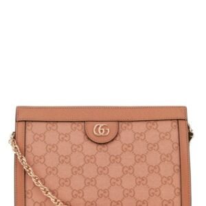 Gucci Woman Pink Gg Supreme Fabric And Leather Small Ophidia Shoulder Bag | AlmaBagz