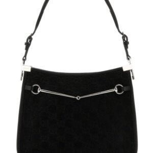 Gucci Woman Black Gg Calf Hair Small Horsebit Handbag | AlmaBagz