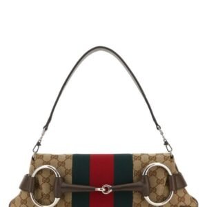 Gucci Woman Gg Supreme Fabric And Leather Medium Gucci Horsebit Chain Shoulder Bag | AlmaBagz