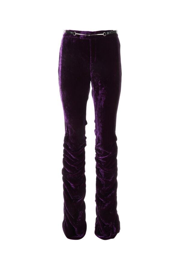 Gucci Woman Purple Velvet Pant | AlmaBagz