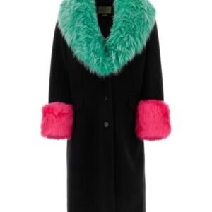 Gucci Woman Black Wool Blend Coat | AlmaBagz