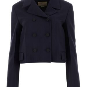 Gucci Woman Navy Blue Mohair Blend Blazer | AlmaBagz
