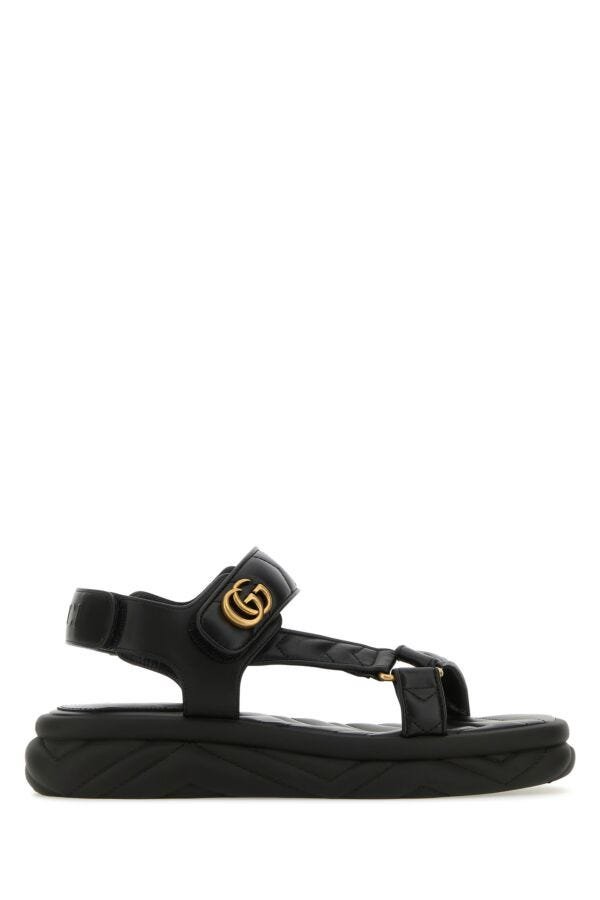 Gucci Women Double G Leather Sandals | AlmaBagz