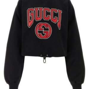 Gucci Woman Black Cotton Sweatshirt | AlmaBagz