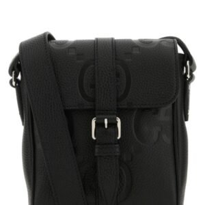 Gucci Man Black Leather Small Jumbo Gg Crossbody Bag | AlmaBagz