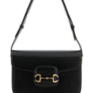Gucci Woman Black Leather 1955 Horsebit Shoulder Bag | AlmaBagz