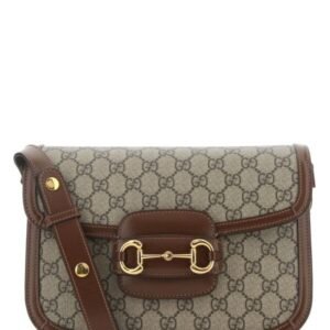 Gucci Woman Gg Supreme Fabric And Leather Horsebit 1955 Shoulder Bag | AlmaBagz