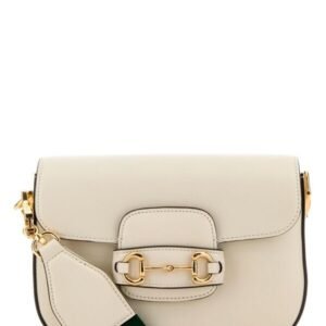 Gucci Woman Ivory Leather Mini Horsebit 1955 Shoulder Bag | AlmaBagz