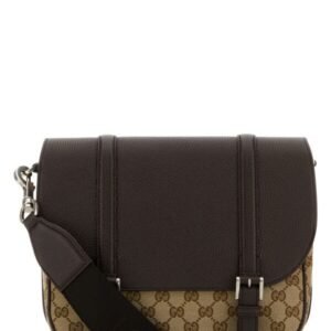 Gucci Man Brown Leather Gg Crossbody Bag | AlmaBagz