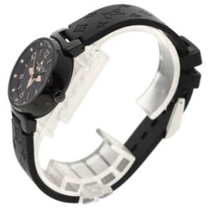 LOUIS VUITTON QA047 Tambour All Black PM 12P Diamond Watch Stainless Steel Rubber Ladies | AlmaBagz