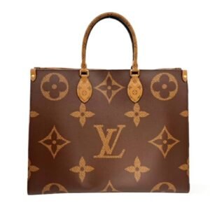 LOUIS VUITTON M45320 Monogram Giant Reverse On the Go GM Brown Men's Women's Unisex RFID Tote Bag | AlmaBagz