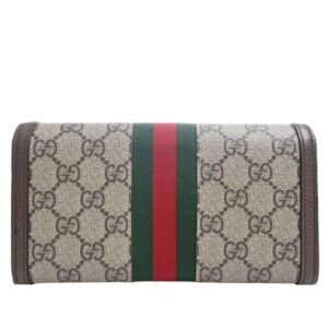 GUCCI Ophidia GG Supreme Sherry Continental Long Wallet 523153 Beige Brown Women's | AlmaBagz