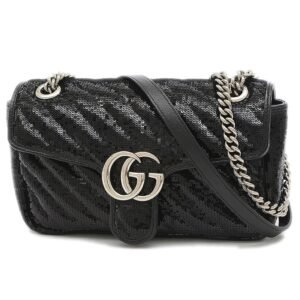 Gucci GG Marmont Small Sequin Shoulder Bag Black 443497 | AlmaBagz