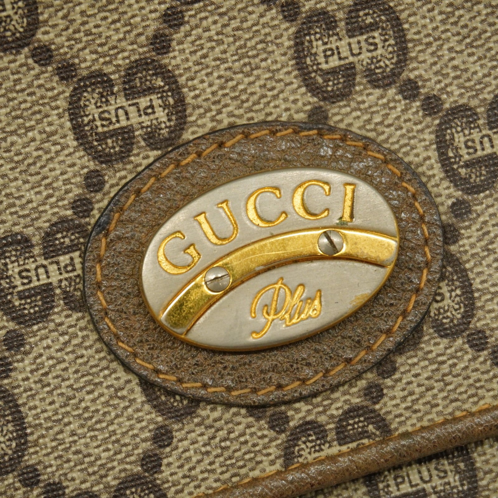 GUCCI GG Plus 122754 PVC Shoulder Bag Beige,Brown | AlmaBagz - Image 11