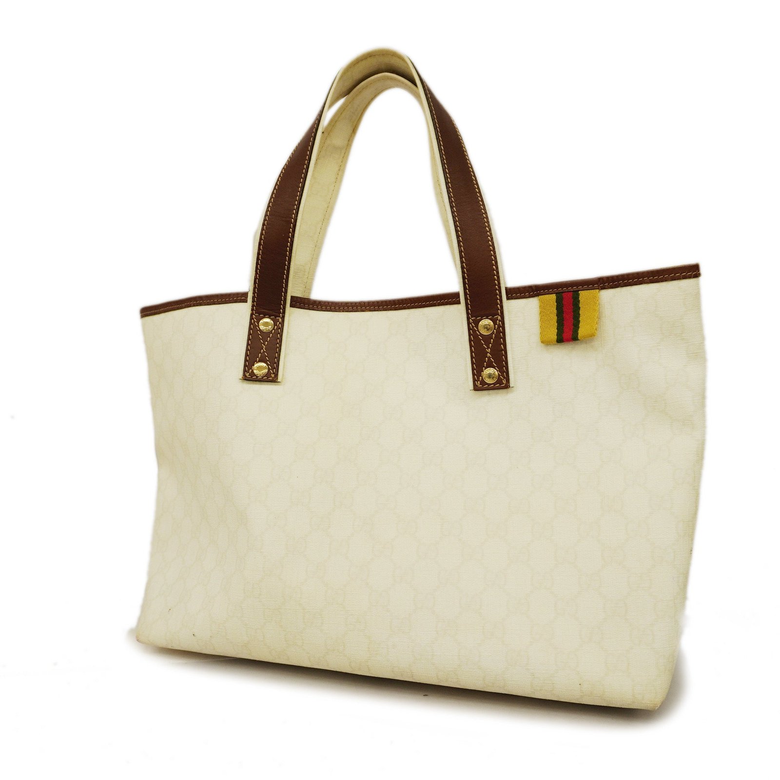 GUCCI Tote Bag 211134 Women's GG Supreme,Leather Tote Bag Brown,Ivory | AlmaBagz - Image 10