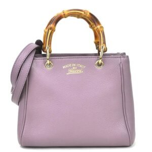 Gucci Handbag Diagonal Shoulder Bag 2Way Bamboo Purple Leather GUCCI Women's 368823 | AlmaBagz