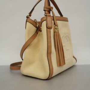 GUCCIAuth Soho 2way Bag Natural/brown336751Leather,Canvas Handbag,Shoulder Bag | AlmaBagz