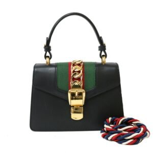 Gucci Sylvie Mini Handbag Shoulder Bag Black Ladies | AlmaBagz
