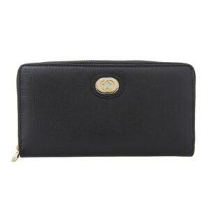 Gucci interlocking G round fastener long wallet leather black 598543 2067 | AlmaBagz