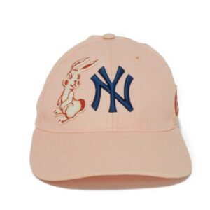 GUCCI Cap NY Yankees Baseball Rabbit Navy Red Cotton 55~59cm Logo 538561 3HE27 5800 Women's | AlmaBagz