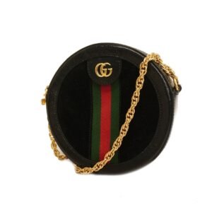 Gucci shoulder bag sherry 550618 suede black gold metal | AlmaBagz